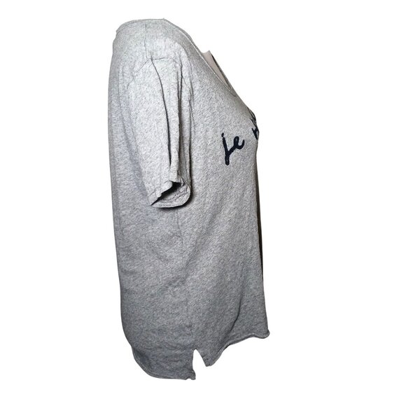 We The Free Gray Scoop Neck Embroidered Short Sleeve‎ Tee Relaxed Fit XS - Picture 5 of 10